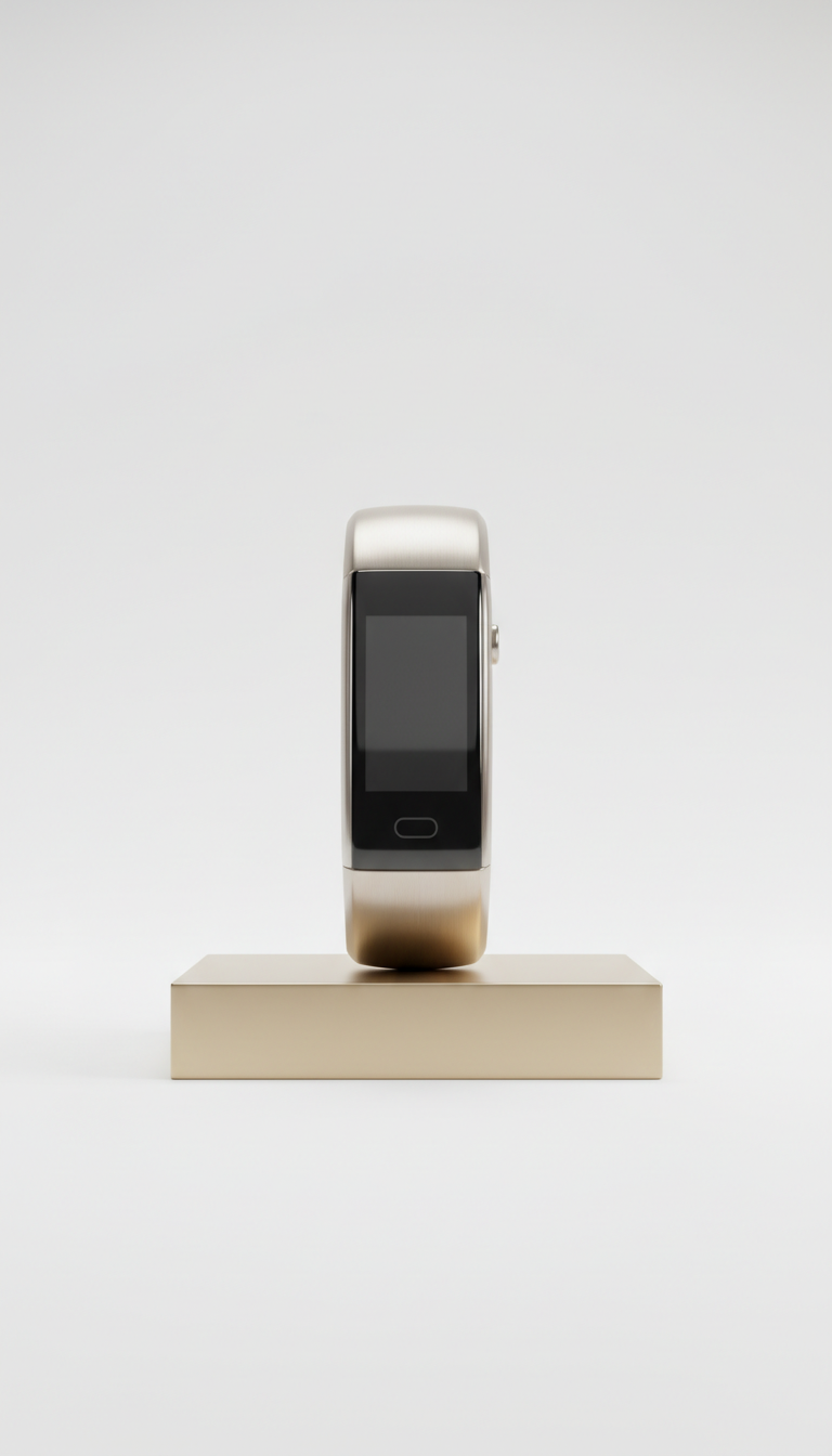 Glass and metal fitness tracker
