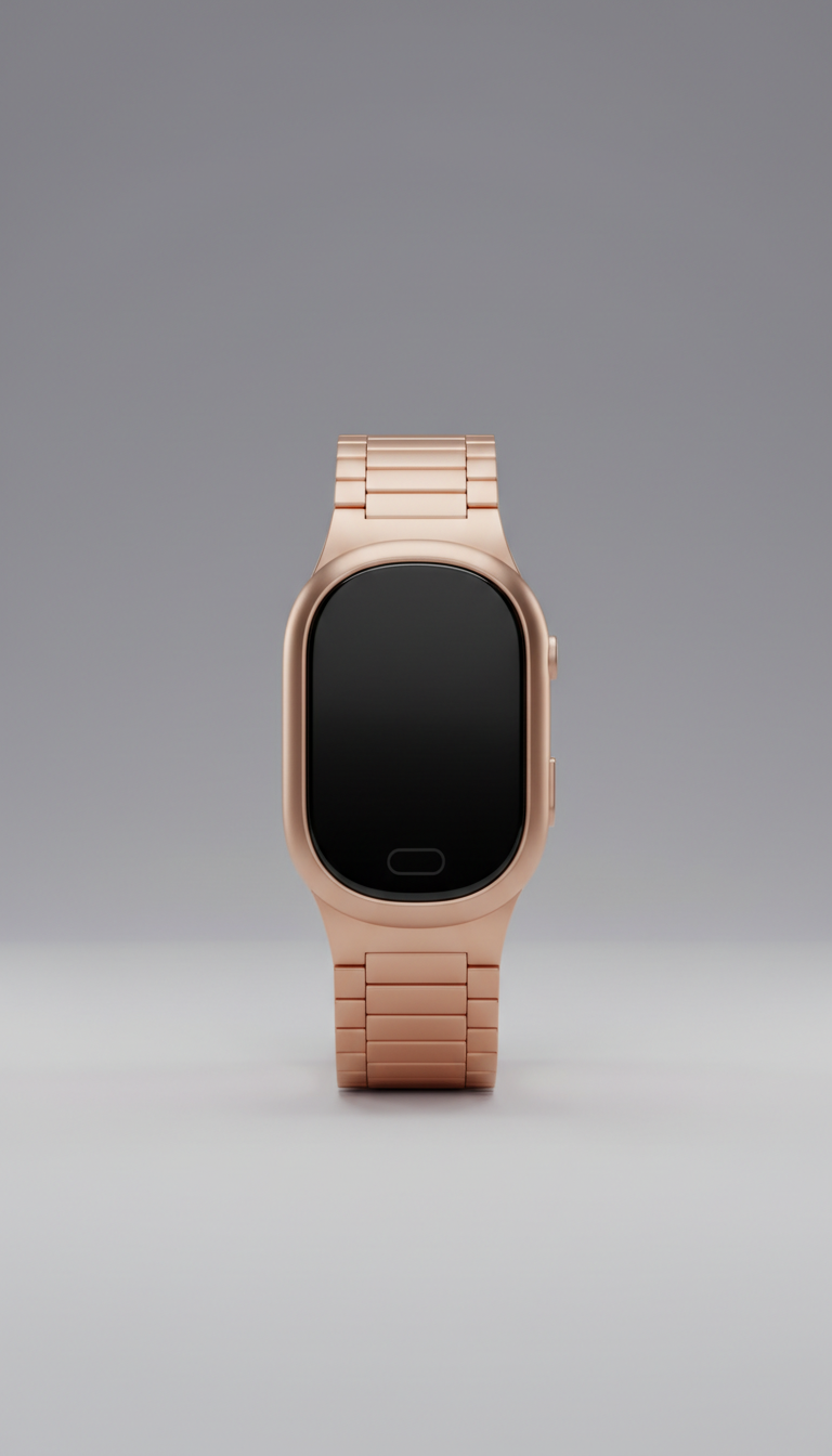 Smart fitness tracker in rose gold